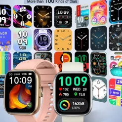 696 P114 Smart Watch 1.85 inch Smart Band Fitness Bracelet Bluetooth Pedometer Call Reminder Sleep Tracker Compatible with Android iOS Women Men Hands-Free Calls Message Reminder IP 67 40mm Watch Case