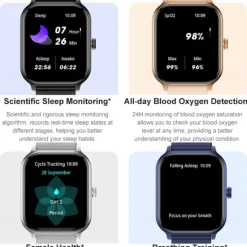 696 P85 Smart Watch 1.93 inch Smart Band Fitness Bracelet Bluetooth Pedometer Call Reminder Sleep Tracker Compatible with Android iOS Women Men Hands-Free Calls Message Reminder IP 67 39mm Watch Case