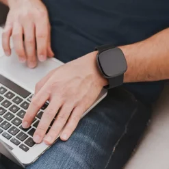 4 Pack 3 Pack Smart Watch Band Compatible with Fitbit Versa 4 Sense 2 Versa 3 Sense Soft Silicone Smartwatch Strap Adjustable Women Men Sport Band Replacement Wristband