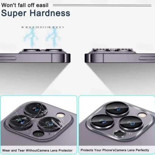 3 Pack Camera Lens Protector For Apple iPhone 16 iPhone 15 Pro Max Plus iPhone 14 Pro Max iPhone 13 iPhone 12 Tempered Glass 9H Hardness High Definition Scratch Proof
