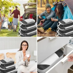 6 Pack Compression Packing Cubes for Suitcases, 6 Set Packing Cubes Travel Organizer, Compressible Travel Packing Organizers Travel Essentials