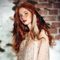 3 Pack Feather Hair Clips and 1 Boho Feather Headband Hippie Hair Extensions with Clip Comb Set for Women Mardi Gras Cosplay Costume Carnival Party Headdress Accessory Gifts