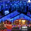 1 Pack Icicle Christmas Lights, 10M 400 LED 8 Modes and Timer With 60 Drops, Icicle Christmas Lights with Timer, Waterproof Connectable Outdoor String Lights for Holiday, Wedding, Christmas