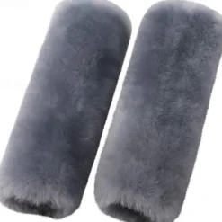 2 Pack Imitation Sheepskin Seat Belt Pads, Soft Shoulder and Neck Cushion, Imitation Wool, Car Interior Accessory