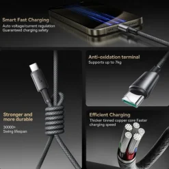 1 Pack Joyroom Multi Charging Cable 60W 3.9ft USB C to USB C / Lightning USB A to USB C / Lightning 3 A Fast Charging Nylon Braided For Macbook iPad Samsung Phone Accessory