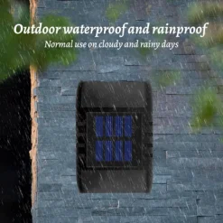 2 Pack 2LED Solar Wall Light UP and Down Illuminate Outdoor Sunlight Lamp IP65 Waterproof Modern Decor for Home Garden Porch, Black