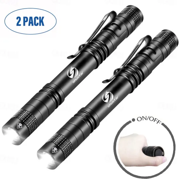2 Pack LED Tactical Flashlight Torch Camping Lights Waterproof Multi-function for Camping Biking Hiking Outdoor Home Emergency 3.7V