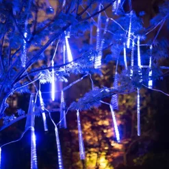 4 Pack Meteor Shower Rain String Lights 50cm Outdoor Christmas Lights Outdoor Decorations 100-240V 32 Tubes 960LED String Lights Waterproof for Christmas Wedding Party Christmas Trees Holiday Wedding