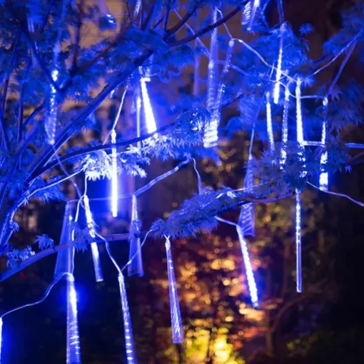 4 Pack Meteor Shower Rain String Lights 50cm Outdoor Christmas Lights Outdoor Decorations 100-240V 32 Tubes 960LED String Lights Waterproof for Christmas Wedding Party Christmas Trees Holiday Wedding