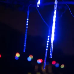 4 Pack Meteor Shower Rain String Lights 50cm Outdoor Christmas Lights Outdoor Decorations 100-240V 32 Tubes 960LED String Lights Waterproof for Christmas Wedding Party Christmas Trees Holiday Wedding