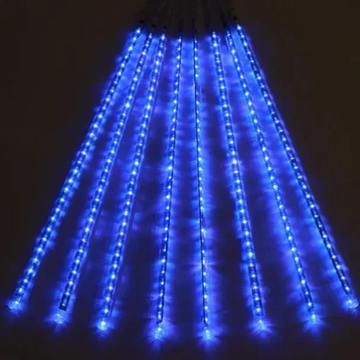 4 Pack Meteor Shower Rain String Lights 50cm Outdoor Christmas Lights Outdoor Decorations 100-240V 32 Tubes 960LED String Lights Waterproof for Christmas Wedding Party Christmas Trees Holiday Wedding