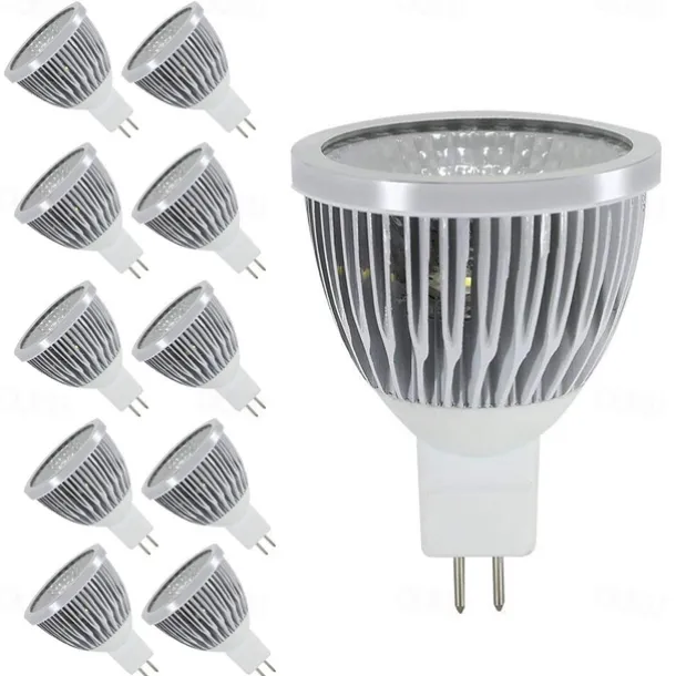 10 Pack, MR16/GU5.3 35W LED Bulbs 210LM, 12V DC, 20 Watt Incandescent Equivalent, Ultra Bright Energy Saving Spotlight
