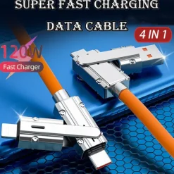 1 Pack Multi Charging Cable 3.3ft USB C to USB C / Lightning USB A to micro USB / USB C 6 A Charging Cable Fast Charging High Data Transfer Durable 4 in 1 Easy carry For Macbook iPad Samsung Phone