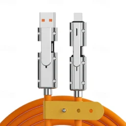 1 Pack Multi Charging Cable 3.3ft USB C to USB C / Lightning USB A to micro USB / USB C 6 A Charging Cable Fast Charging High Data Transfer Durable 4 in 1 Easy carry For Macbook iPad Samsung Phone