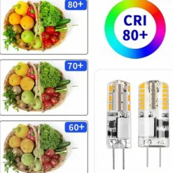 10 Pack No Flicker G4 LED Bulbs - AC/DC 12V SMD3014 24/48 LEDs Silicone Replacement for Halogen Spotlight Chandelier Lighting