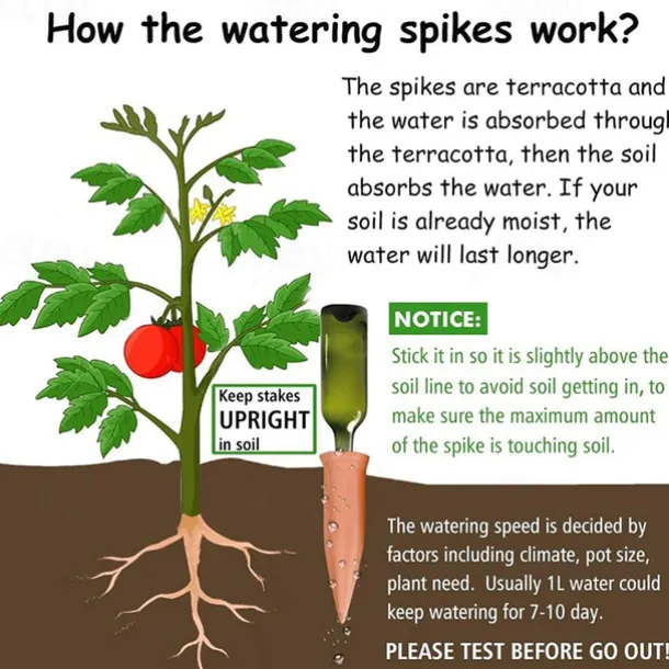 4 Pack Plant Watering Devices Terracotta Vacation Plant Waterer Wine Bottle Watering Stakes Slow Release Plant Watering Spikes Perfect Self Watering Devices for Indoor Outdoor Plants