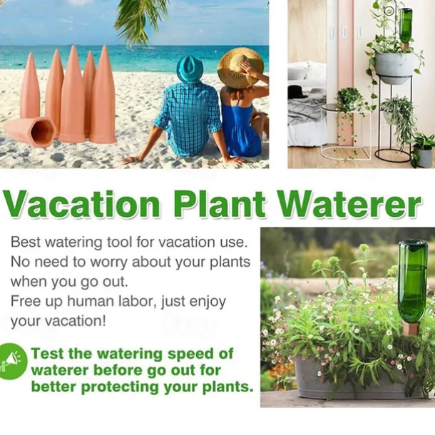 4 Pack Plant Watering Devices Terracotta Vacation Plant Waterer Wine Bottle Watering Stakes Slow Release Plant Watering Spikes Perfect Self Watering Devices for Indoor Outdoor Plants