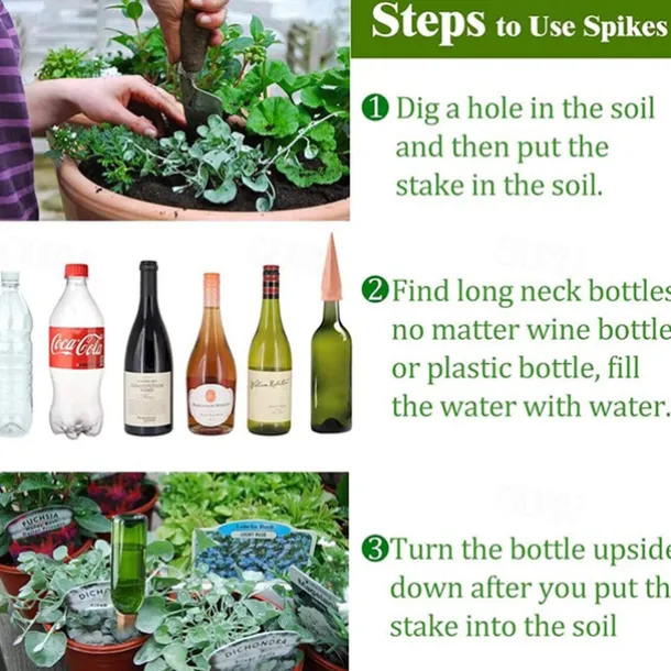 4 Pack Plant Watering Devices Terracotta Vacation Plant Waterer Wine Bottle Watering Stakes Slow Release Plant Watering Spikes Perfect Self Watering Devices for Indoor Outdoor Plants