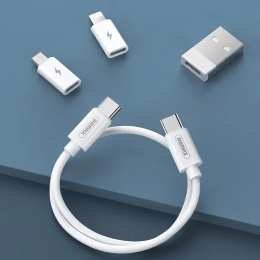 1 Pack Remax USB Adapter Cable Conversion Storage Box Multi-Type Charging Line Convertor Lightning Type C Micro Data Transfer Tool Contains Sim Card Slot Tray Eject Pin Use as Phone Holder