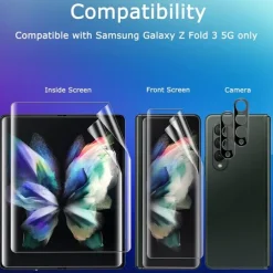 [6 Pack] Screen Protector + Camera Lens Protector Front and Back Screen Protector For Samsung Galaxy Z Fold 7 Z Fold 6 Z Fold 5 Z Fold 4 Z Fold 3 Tempered Glass TPU Hydrogel 9H Hardness