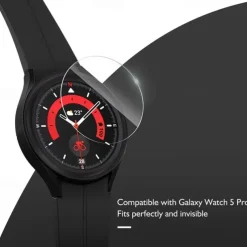 4 Pack Screen Protector for Galaxy Watch 5 Pro Waterproof Tempered Glass Screen Protector Cover Compatible with Samsung Galaxy Watch 5 Pro 45mm 9H Hardness Crystal Clear Scratch Resist