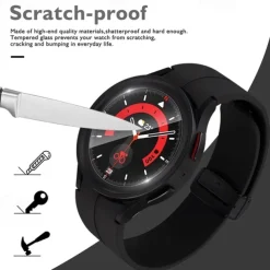4 Pack Screen Protector for Galaxy Watch 5 Pro Waterproof Tempered Glass Screen Protector Cover Compatible with Samsung Galaxy Watch 5 Pro 45mm 9H Hardness Crystal Clear Scratch Resist