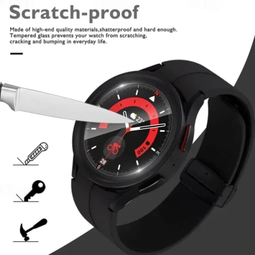 4 Pack Screen Protector for Galaxy Watch 5 Pro Waterproof Tempered Glass Screen Protector Cover Compatible with Samsung Galaxy Watch 5 Pro 45mm 9H Hardness Crystal Clear Scratch Resist