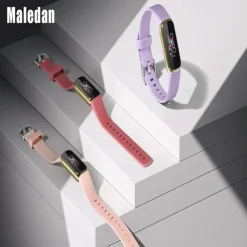 6 Pack Smart Watch Band Compatible with Fitbit Luxe Soft Silicone Smartwatch Strap Adjustable Solo Loop Women Men Sport Band Replacement Wristband