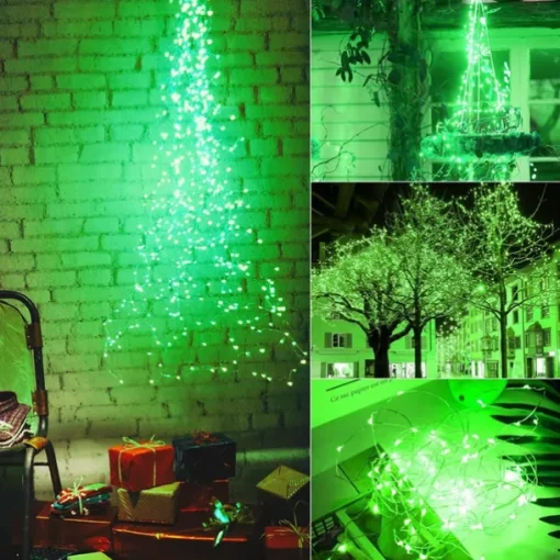 2 Pack Solar String Lights Christmas Lights Decoration Outdoor 12m 120LEDs Fairy Copper Wire Lights with 8 Modes Waterproof Decoration Copper Wire Lights for Patio Yard Trees Christmas Wedding Party