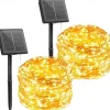 2 Pack Solar String Lights Christmas Lights Decoration Outdoor 12m 120LEDs Fairy Copper Wire Lights with 8 Modes Waterproof Decoration Copper Wire Lights for Patio Yard Trees Christmas Wedding Party