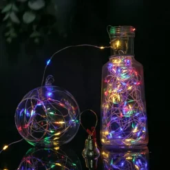 2 Pack Solar String Lights Christmas Lights Decoration Outdoor 12m 120LEDs Fairy Copper Wire Lights with 8 Modes Waterproof Decoration Copper Wire Lights for Patio Yard Trees Christmas Wedding Party