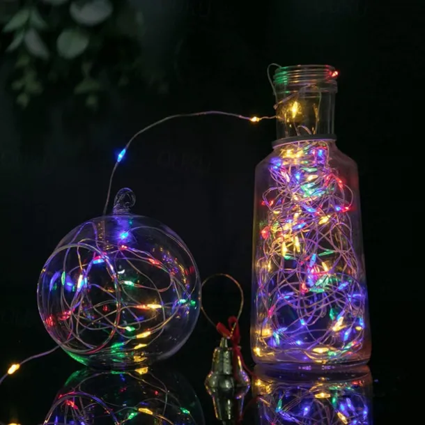 2 Pack Solar String Lights Christmas Lights Decoration Outdoor 12m 120LEDs Fairy Copper Wire Lights with 8 Modes Waterproof Decoration Copper Wire Lights for Patio Yard Trees Christmas Wedding Party