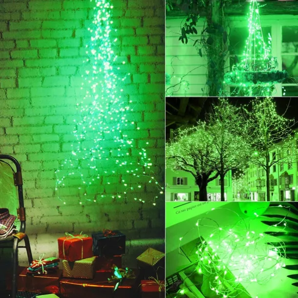 2 Pack Solar String Lights Christmas Lights Decoration Outdoor 12m 120LEDs Fairy Copper Wire Lights with 8 Modes Waterproof Decoration Copper Wire Lights for Patio Yard Trees Christmas Wedding Party