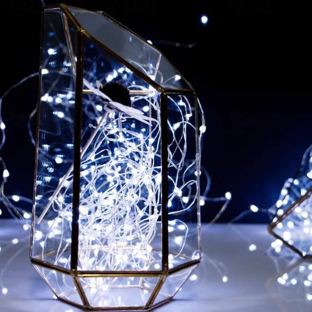 2 Pack Solar String Lights Christmas Lights Decoration Outdoor 12m 120LEDs Fairy Copper Wire Lights with 8 Modes Waterproof Decoration Copper Wire Lights for Patio Yard Trees Christmas Wedding Party