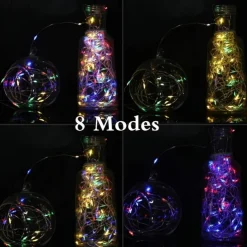 2 Pack Solar String Lights Christmas Lights Decoration Outdoor 12m 120LEDs Fairy Copper Wire Lights with 8 Modes Waterproof Decoration Copper Wire Lights for Patio Yard Trees Christmas Wedding Party