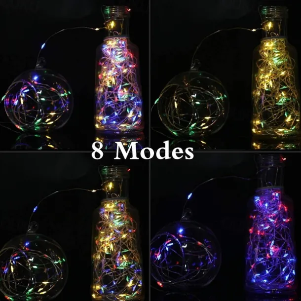 2 Pack Solar String Lights Christmas Lights Decoration Outdoor 12m 120LEDs Fairy Copper Wire Lights with 8 Modes Waterproof Decoration Copper Wire Lights for Patio Yard Trees Christmas Wedding Party