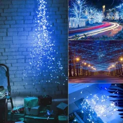 2 Pack Solar String Lights Christmas Lights Decoration Outdoor 12m 120LEDs Fairy Copper Wire Lights with 8 Modes Waterproof Decoration Copper Wire Lights for Patio Yard Trees Christmas Wedding Party