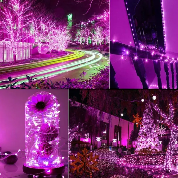 2 Pack Solar String Lights Christmas Lights Decoration Outdoor 12m 120LEDs Fairy Copper Wire Lights with 8 Modes Waterproof Decoration Copper Wire Lights for Patio Yard Trees Christmas Wedding Party