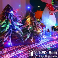 2 Pack Solar String Lights Christmas Lights Decoration Outdoor 12m 120LEDs Fairy Copper Wire Lights with 8 Modes Waterproof Decoration Copper Wire Lights for Patio Yard Trees Christmas Wedding Party