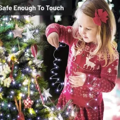 2 Pack Solar String Lights Christmas Lights Decoration Outdoor 12m 120LEDs Fairy Copper Wire Lights with 8 Modes Waterproof Decoration Copper Wire Lights for Patio Yard Trees Christmas Wedding Party