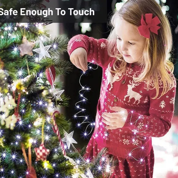 2 Pack Solar String Lights Christmas Lights Decoration Outdoor 12m 120LEDs Fairy Copper Wire Lights with 8 Modes Waterproof Decoration Copper Wire Lights for Patio Yard Trees Christmas Wedding Party