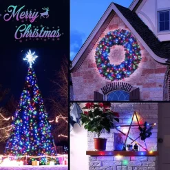 2 Pack Solar String Lights Christmas Lights Decoration Outdoor 12m 120LEDs Fairy Copper Wire Lights with 8 Modes Waterproof Decoration Copper Wire Lights for Patio Yard Trees Christmas Wedding Party