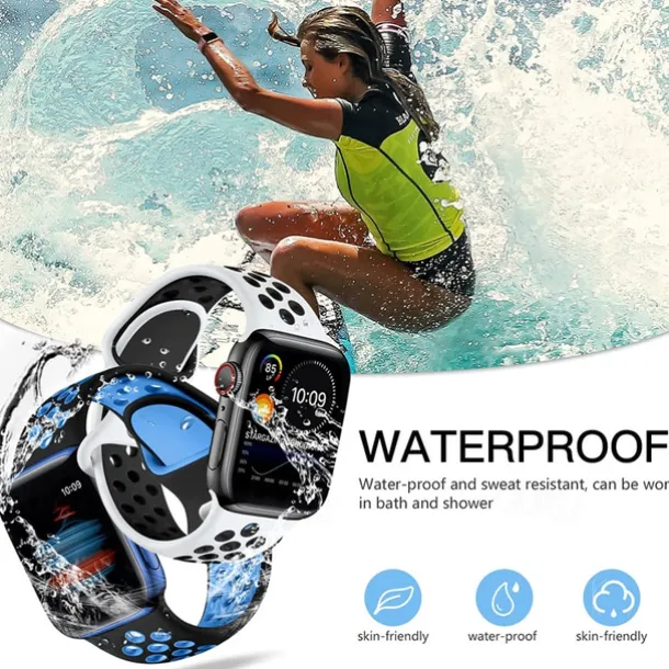 4 Pack Sport Band Compatible with Apple Watch band 38mm 40mm 41mm 42mm 44mm 45mm 49mm Waterproof Adjustable Soft Silicone Strap Replacement Wristband for iwatch Series Ultra 8 7 SE 6 5 4 3 2 1