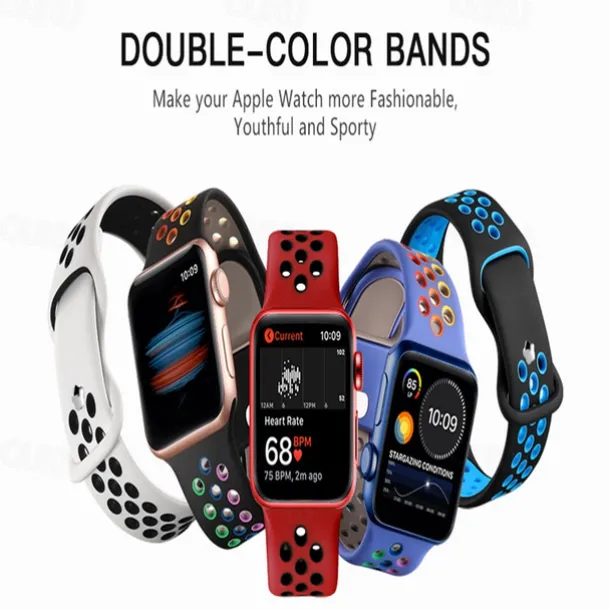 4 Pack Sport Band Compatible with Apple Watch band 38mm 40mm 41mm 42mm 44mm 45mm 49mm Waterproof Adjustable Soft Silicone Strap Replacement Wristband for iwatch Series Ultra 8 7 SE 6 5 4 3 2 1
