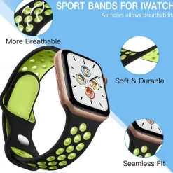 4 Pack Sport Band Compatible with Apple Watch band 38mm 40mm 41mm 42mm 44mm 45mm 49mm Waterproof Adjustable Soft Silicone Strap Replacement Wristband for iwatch Series Ultra 8 7 SE 6 5 4 3 2 1