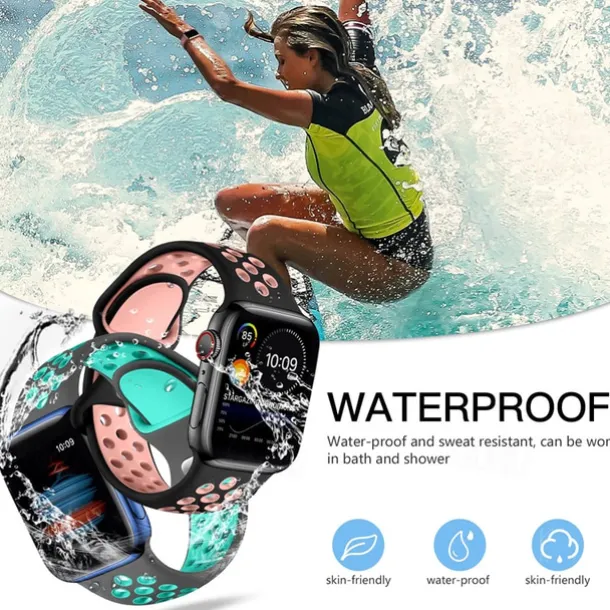 4 Pack Sport Band Compatible with Apple Watch band 38mm 40mm 41mm 42mm 44mm 45mm 49mm Waterproof Adjustable Soft Silicone Strap Replacement Wristband for iwatch Series Ultra 8 7 SE 6 5 4 3 2 1