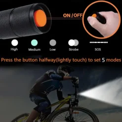 2 Pack Tactical Flashlights Torch, Military Grade 5 Modes 3000 High Lumens Led Waterproof Handheld Flashlight for Camping Biking Hiking Outdoor Home Emergency