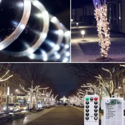 1 Pack Timing Function String Light, Adjustable Brightness Light String, Tube Sleeve Light, Indoor and Outdoor Decorative Lights, Holiday Christmas Decorative Lights, Waterproof 3AA