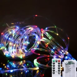 1 Pack Timing Function String Light, Adjustable Brightness Light String, Tube Sleeve Light, Indoor and Outdoor Decorative Lights, Holiday Christmas Decorative Lights, Waterproof 3AA