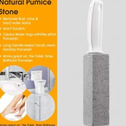 2 Pack Toilet Cleaner Hard Water Build up Remover with Ergonomic Handle, Toilet Bowl Stain Ring Remover, Pumice Stone Toilet Cleaner Tool Stain Hard Water Ring Remover for Toilet, Pool, Bathroom, Sink